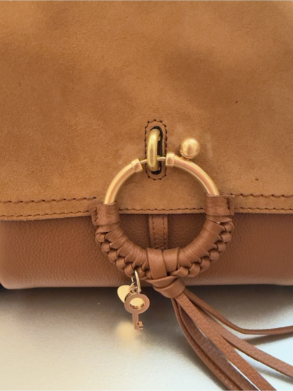 See by Chloe Brown Leather Crossbody Bag with Ring Tassel - Picture 7 of 11